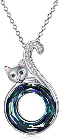 Cat Gifts for Cat Lovers, Sterling Silver Cat Pendant Necklace, Birthday Jewellery Gifts for Women Her Wife