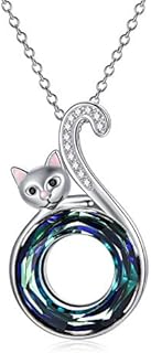 Cat Gifts for Cat Lovers, Sterling Silver Cat Pendant Necklace, Birthday Jewellery Gifts for Women Her Wife