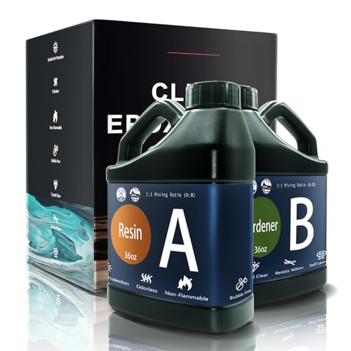 72oz Crystal Clear Epoxy Resin Kit Casting and Coating for River Table Tops, Art Resin,Jewelry Projects, DIY,Tumblers, Molds, Art Painting