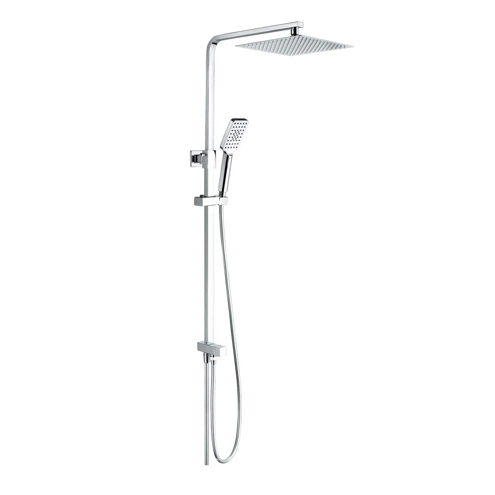 GRIFEMA Edithedge - Columna ducha sin grifo, sistema de ducha cuadrado con alcachofa, rociador 25x25 cm, manguera y soporte, Cromo