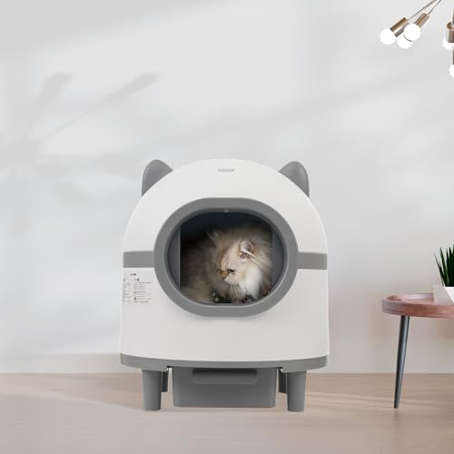 自動ネコトイレ 猫用オートトイレ 猫トイレ 猫用自動掃除トイレ (猫型タイプ+60L)