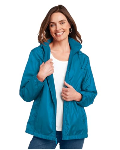 totes Womens Rain Jacket with Hood Rain Coat for Women Waterproof Womens Coats,Teal Blue,L