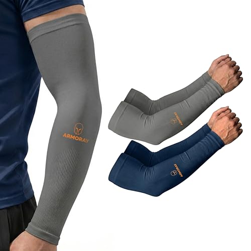 Image of ARMORAY Arm Sleeves for Men and Women - UV Sun Protection Cooling Compression - Tattoo Cover Up Sleeve for Daily Wear & Work