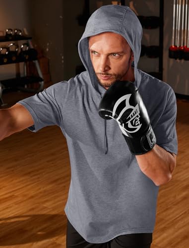EKLENTSON Mens Hoodies Short Sleeve Lightweight Cotton Athletic T Shirt Breathable Workout Gym Pullover Hooded - Image 3
