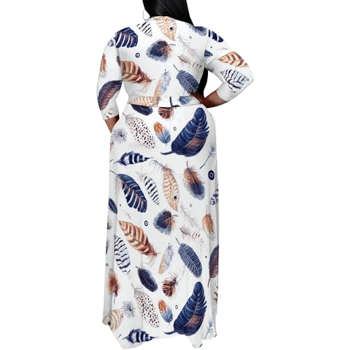 Image of SUZONANA Women's Plus Size Maxi Dresses Casual Loose Short Sleeve Long Maxi Dress with Belt Wedding