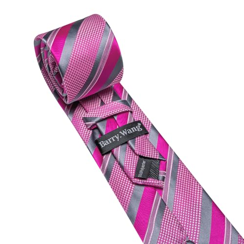 Image of Barry.Wang Mens Tie Set Plaid Check Neckties Formal Business Wedding Luxury Pocket Square Cufflinks
