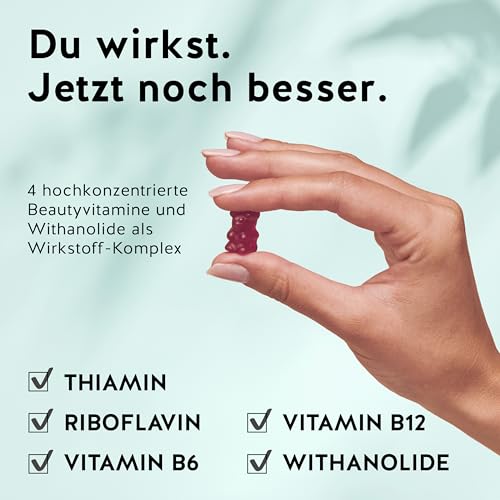 Keepin'It Calm Vitamin - Ashwagandha 1800mg mit Vitamin B1, B2, B6, B12 - mit Withanolide - Schlafbeere - 60 Stück (1 Monat Vorrat) - Zuckerfrei, Vegan - Bears with Benefits
