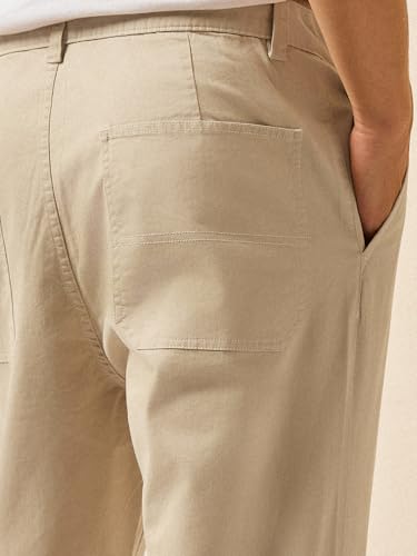 Image of THE BEAR HOUSE Men's Cotton Solid Cropped Carrrot Fit Chinos