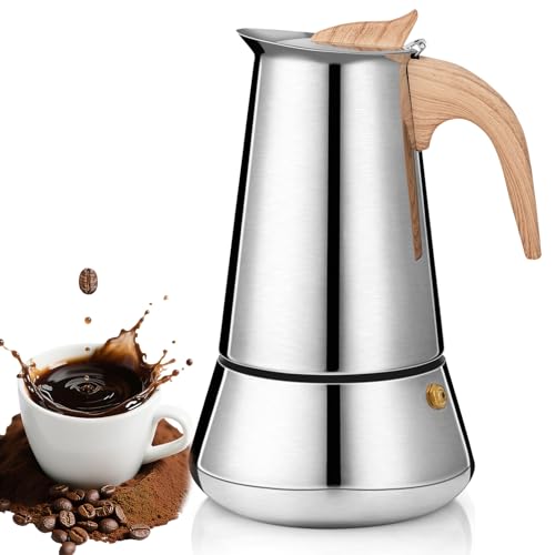 Romon Moka Caffettiera Acciaio Inox, Caffettiera per Induzione 350ml Compatibile con Gas e Induzione Macchina da Caffè Argenta per caffè espresso
