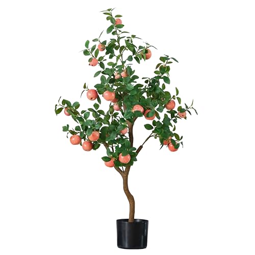 Artificial Tree with Fruit, 3.6 ft Potted Faux Plant, Outdoor and Indoor Decorative Tree (Pink...