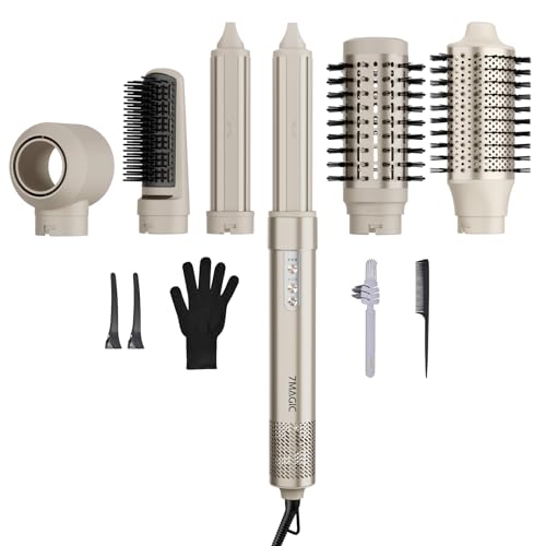 7MAGIC Hair Dryer Brush & 6 in 1 Hair Styler,110,000 RPM High-Speed Negative Ionic Hair Dryer Fast Drying, Multi Hair Styler, Professional Blow Dryer Brush for Curling Volumizing Straightening Styling