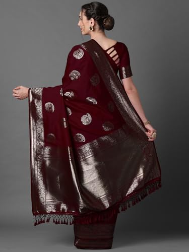 Image of AKHILAM Women's Silk Blend Woven Design Saree With Unstitched Blouse Piece(3PAKHI51 Parent)