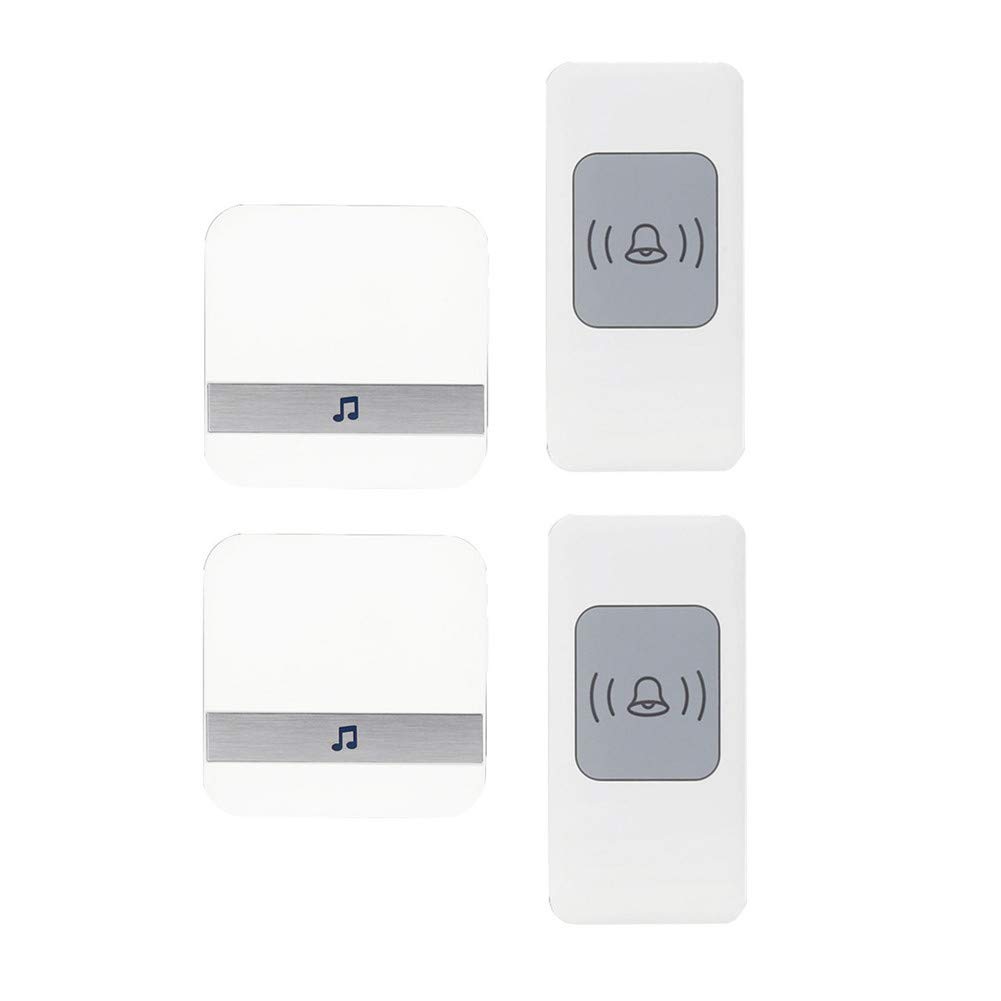 Timbre Inalámbrico Impermeable, Timbre Inteligente Universal con Alcance De 300 M, 2 Pulsadores Y 2 Receptores, 52 Tonos De Llamada, 4 Niveles De Volumen, Color Blanco.