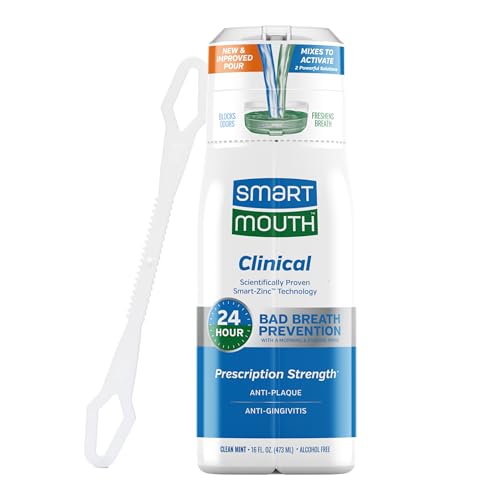 SmartMouth DDS Activated Clinical Mouthwash with Tongue Cleaner - for Fresh Breath - Clinical Strength Mouthwash for Gum Health, Gingivitis & More - Clean Mint Flavor, 16 fl oz