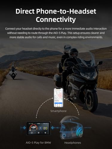 CHIGEE AIO-5 Play for BMW Motorcycles, 3-Pin Interface, Plug-and-Play Smart Display with Apple CarPlay & Android Auto, 60FPS, IP68 Waterproof, Built-in GPS, Anti-Theft Alarm, Data Reading