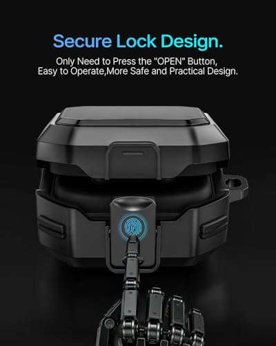 Image of Meyaar Safety Lock Case for Samsung Galaxy Buds 4 Pro /for Galaxy Buds 4 Case (2026) [Compatible with MagSafe] with Cleaning Kit & Keychain, (Black)