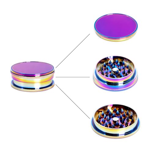 HIBRON Grinder Molinillo Multicolor para Hierbas y Especias,Molinillo Fino, Portátil y Antiadherente Grinder Color Arcoíris (CANT., 1, Unidad)