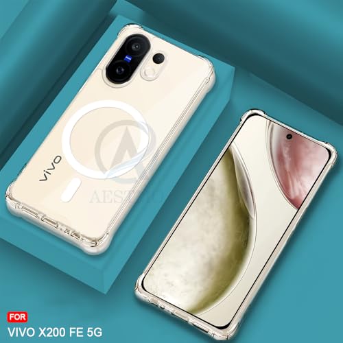 Image of AESTMO Clear Back Cover for Vivo X200 FE 5G | 360 Protection | Transparent Back Cover for Vivo X200 FE 5G (PC + TPU, Compatible with MagSafe Accessories, Transparent Bumper)