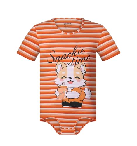 Landofgenie Männer Body Onesie Pyjamas Strampler Herren mit Streifen Einteiler Unterwäsche für Männer Orange L