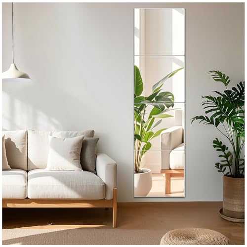 Qeenmy Espejos Espejo Decorativos Decorativo Decorativos Adhesivos de Habitacion Pared Sin Marco Salon Pared Bathroom Mirror Wall Grande Espejo para Salon Pasillo Comedor (‎35 X 35 Cm, 4 Stück 07)