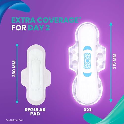 Image of Proease Go XXL Sanitary Pads for Women | 40 XXL Pads | For Heavy Flow | 35% Wider Back | Longest Lasting Protection Even on Day 2 of Periods | 40% More Absorption | Super Saver Pack | Ultra Thin