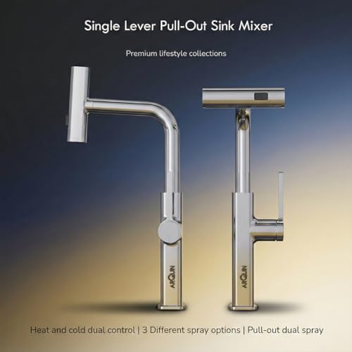 Image of ARQUIN Pull Down Kitchen Faucet SS304 Kitchen Sink Tap Faucet- Hot and Cold with 360 Swivel Deck Mounted Dual Spray Kitchen Tap for Home Sink (Magical Pullout Multiflow Faucet Silver)