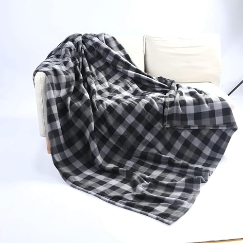 BRILLIO Electric Heated Blanket 72"×84" Full Size, Soft Feece for Bedroom, Office, Sofa - 4 Heat Settings & 10H Auto-Off, Fast Heating, Overheat Protection, Dark Gray Checkered Pattern — view 2