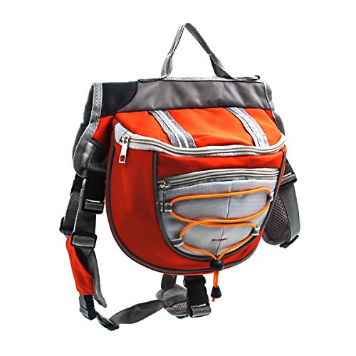 HaiQianXin Bolso de la Silla de Montar de la Mochila de Las alforjas del Perro del Animal doméstico del poliéster para Caminar Que acampa del Viaje (Color : Orange, Size : L)