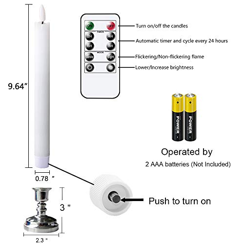 Image of Wondise Flickering Taper Candles with Timer and Remote