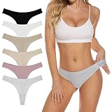 Jaywan Seamless Thongs Underwear for Women Breathable Stretch Thong Panties No Show Thong 6 Pack