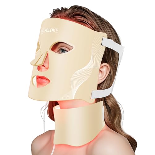 Image of Red Light Therapy for Face, LED Light Therapy Mask Skin Care Mask & Neck, LED Red & NIR Light Therapy Wavelength for Home Use, Working Travel Yoga Sleep yellow