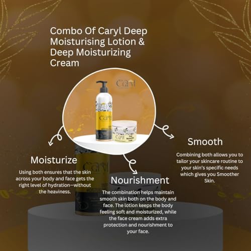 Image of CARYL Deep Moisturizing Cream 100g & Body Lotion 200ml Combo Pack | Intense Hydration Skincare Kit for Dry Skin Women, Men | Non-Sticky, Long-Lasting, Nourishing Moisture Cream for Skincare | Soft, Smooth & Healthy Skin Moisturizer Lotion for All Skin Type | Best For Gift
