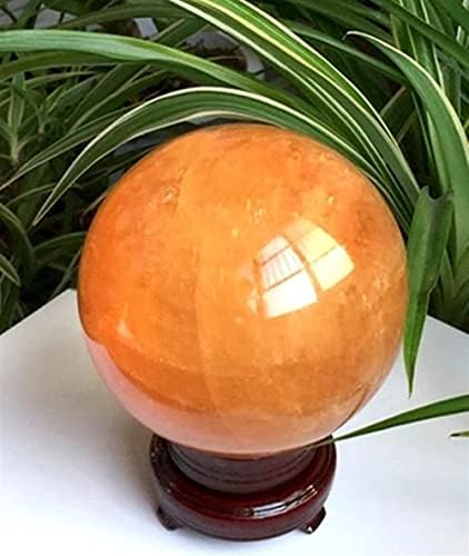 Health & Household 86MM+Sand Natural Citrine Calcite Quartz Crystal Sphere Ball Healing Gemston!!!