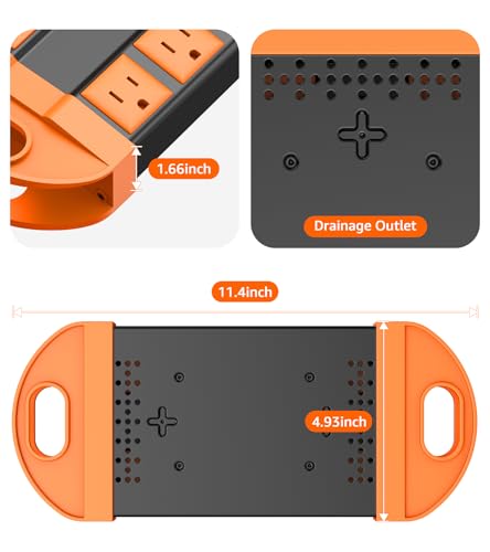 Image of CCCEI Outdoor Power Strip Weatherproof with 8 Plug, Waterproof Extension Cord with Multiple Outlets, Christmas Exterior Garden Yard Surge Protector 15FT, Orange.