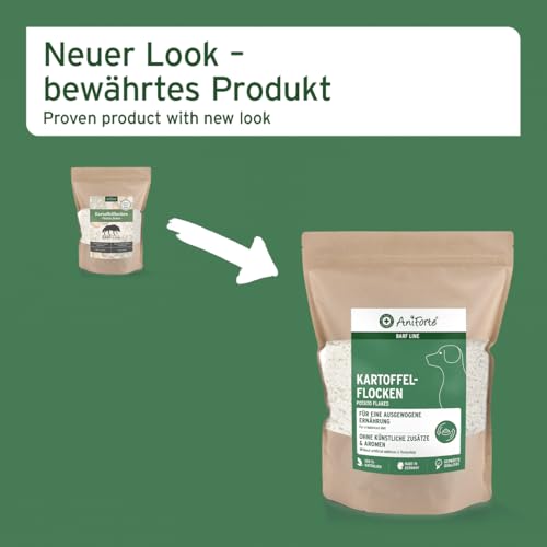 AniForte Barf Zusatz Hund Kartoffelflocken 1kg – Naturprodukt, Barf Hundefutter, getreidefrei, glutenfrei, Flocken für Hunde ohne künstliche Zusätze, Natur Hundeflocken, Kartoffelflocken für Hunde