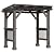 Outsunny 8' x 5' BBQ Grill Gazebo with 2 Side Shelves, Outdoor Hardtop Barbecue Barrier with Slanted Steel roof, Solid Wood Frame