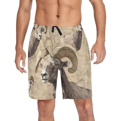 Men's Short Pajama Bottoms Sheep Bighorn Home Casual Sleep Pants4