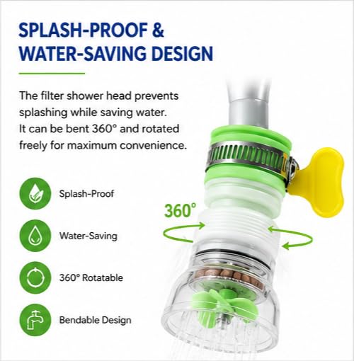 Image of 360 Rotating Faucet Splash Filter Tap Extension with Maifan Stone Beads | Water Saving Faucet Aerator | Anti-Splash Universal Sink Tap Attachment for Kitchen & Bathroom