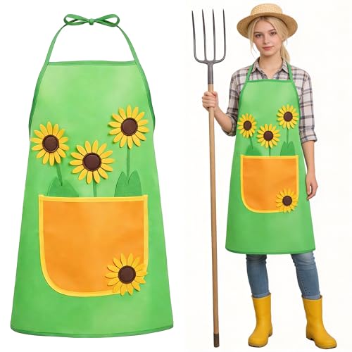 cuteDIY Gartenschürze Kostüm Sonnenblumen Blumen Kittel Schürze Kleine Gärtner Gärtnerin
