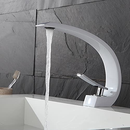 Robinet de salle de bain en cuivre mitigeur chic col de cygne bas