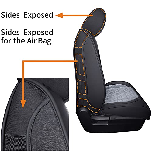 Image of Aierxuan Toyota Tundra Seat Covers Waterproof Leather Full Set (Black-Gray)
