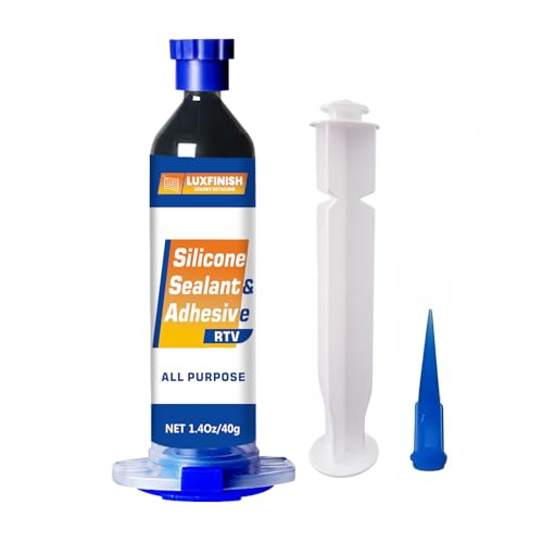 LUXFINISH Black Silicone Sealant (1.4OZ),100% Waterproof RTV Sealant, No Leaks, Durable Flexible Seal for Kitchen, Bathroom, Window,RV and More
