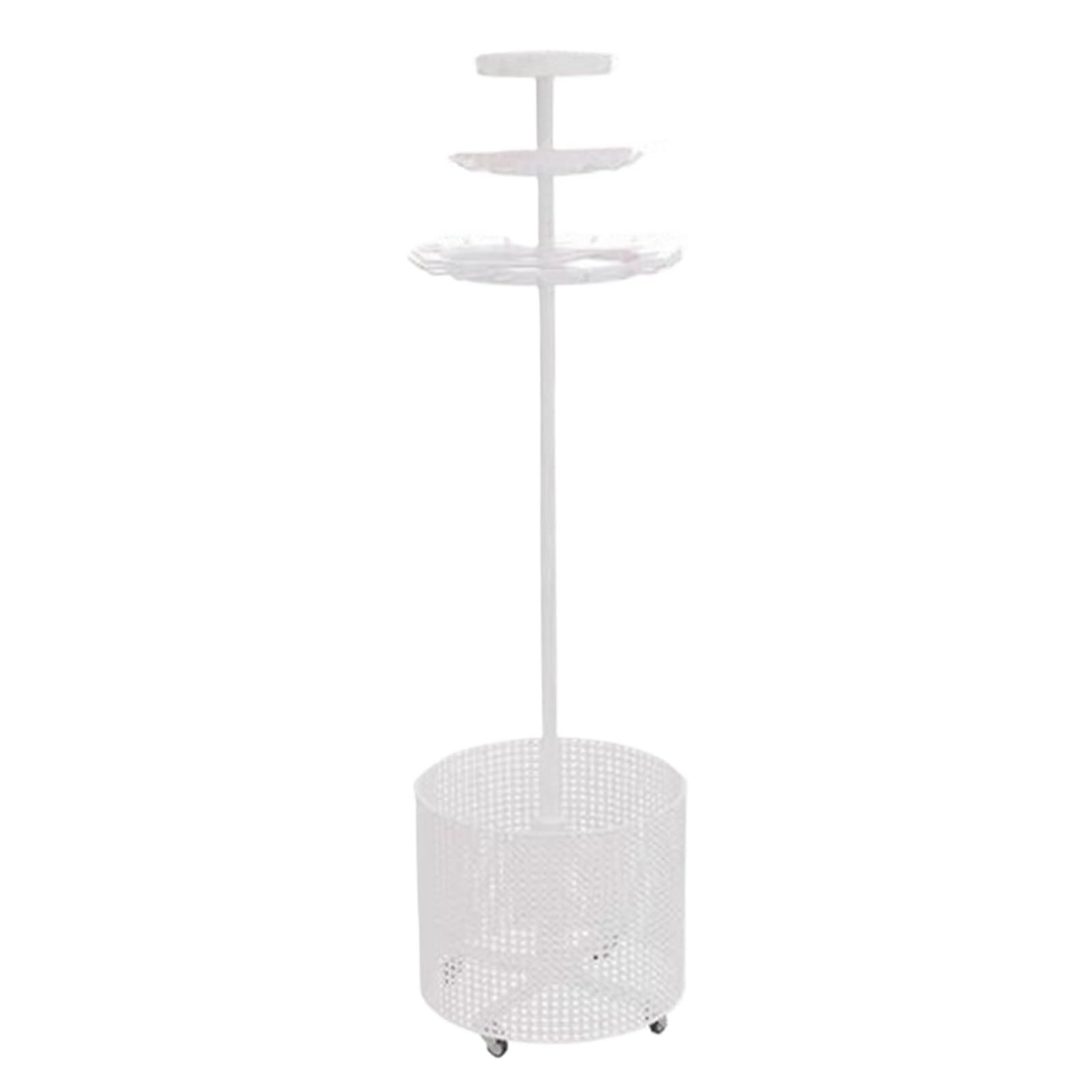 LJHFG63KUYT Clothes Rack Clothing Store Cylindrical Double-layer Belt Storage Display Rack Tie Floor Rotating Movable Display Stand(White)