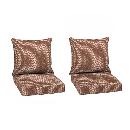 Image of Arden Outdoor Deep Seat Cushion Set (2-Pack), 24 in x 24 in, Weather-Proof, Rain-Proof, Fade Resistant Patio Cushion for Chair, Sofa, and Couch Rust Red Brushed Texture