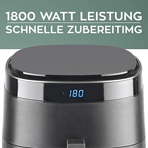 HEINRICHS Heißluftfritteuse Airfryer mit digitalen LED-Display LCD Touch Display, 8 Programmen 1800W Heißluft Fritteuse Ohne ÖL Fritteuse Luftfritteuse Timerfunktion Heinrichs´s 9L XXL – Bild 8