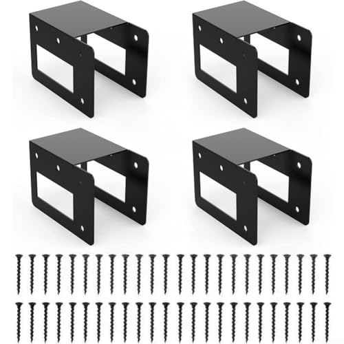 Soporte de almacenamiento de leña ajustable de 4 piezas para organización de madera de chimenea en interiores y exteriores, acero resistente de 2 mm con revestimiento negro resistente al óxido, diseño