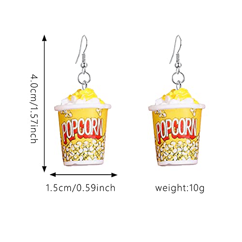 YUNXI Resin Drop Handmade Cute Women Gift Eardrop Funny Emulational Resin Charm Food Cartoon Snacks Popcorn Earring4
