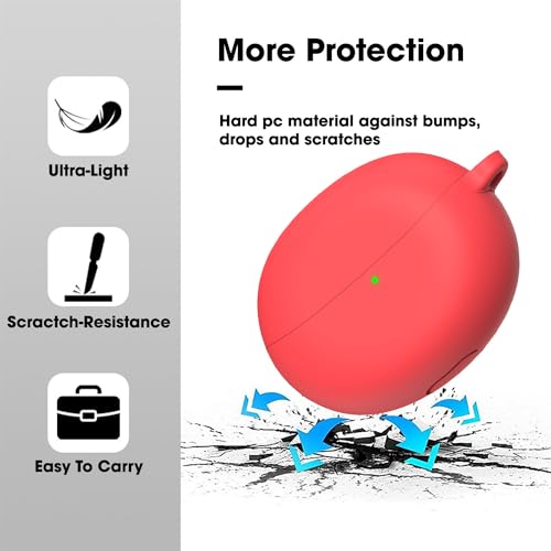 Image of Sounce Earphone Case Cover Compatible for Oppo Enco Air 2 Pro, Soft Silicone Skin Case Cover Shock-Absorbing Protective Case with Keychain [Front LED Visible] (Red)