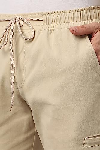 Image of Hubberholme Men's Tapered Fit Cotton Trousers, Ankle Length Elastic & Drawstring Waist Chinos