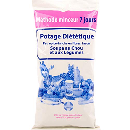 Annedelona CURE METHODE MINCEUR 7 JOURS NATURELLE ET EFFICACE. Potage Diététique Soupe au Chou et Légumes Riche en Fibre et Vitamines (Recharge 28 Portions). Fabriqué en France.